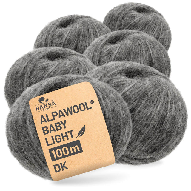 Alpawool® Baby 100 Light NFA12 - 6er Set Alpakawolle Dunkelgrau