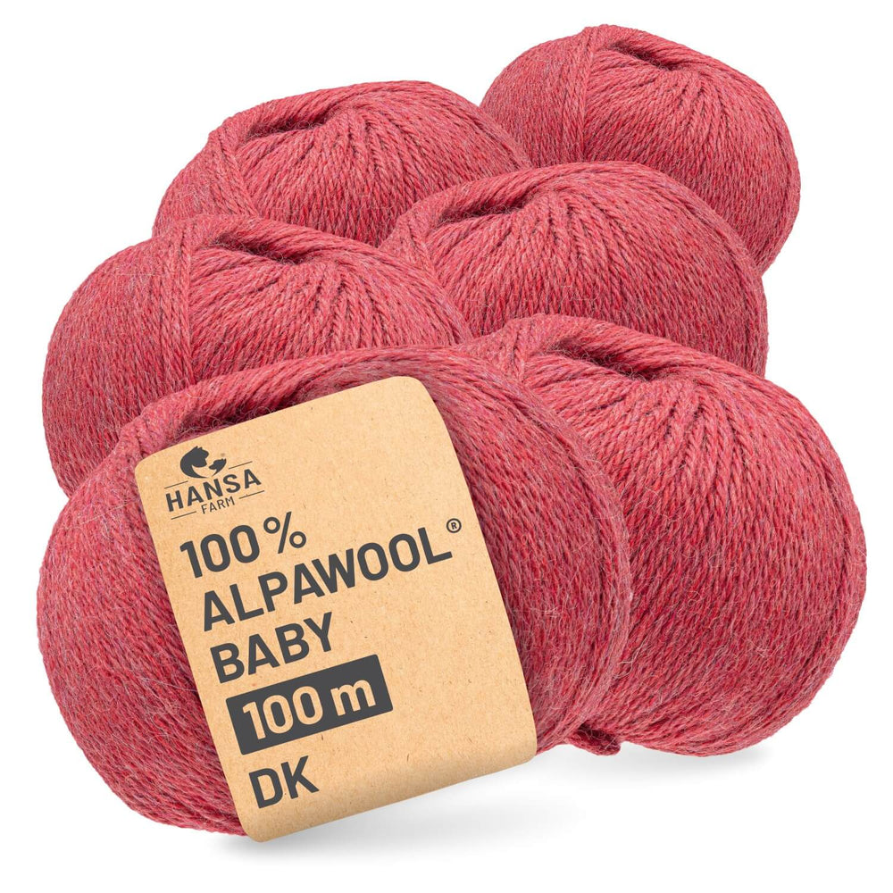 Alpawool® Baby 100 DK HF173 - 6x50g alpaca wool blush red melange