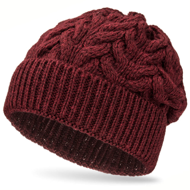 ALPAWOOL® Baby 50 Damen und Herren Mütze Weinrot heather (HF179)