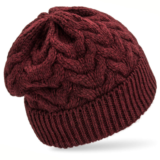 ALPAWOOL® Baby 50 Damen und Herren Mütze Weinrot heather (HF179)