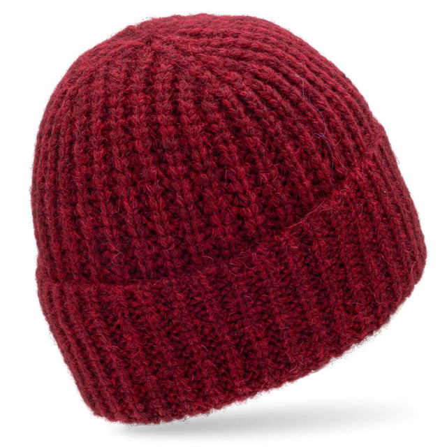 ALPAWOOL® Baby Big & Light Damen und Herren Mütze Weinrot Melange (HF179)