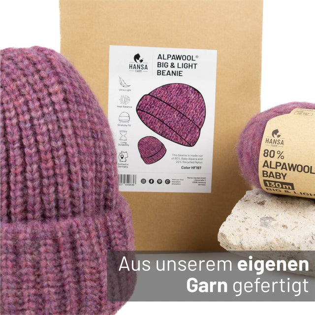 ALPAWOOL® Baby Big & Light Damen und Herren Mütze Beere Melange (HF197)