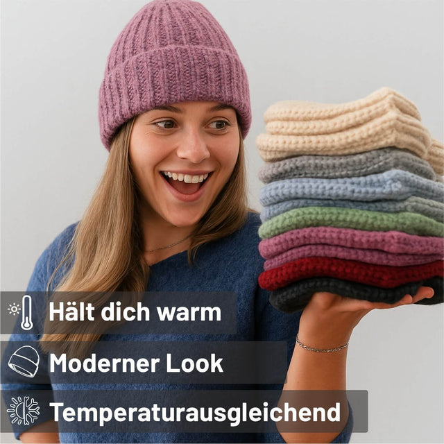 ALPAWOOL® Baby Big & Light Damen und Herren Mütze Beere Melange (HF197)