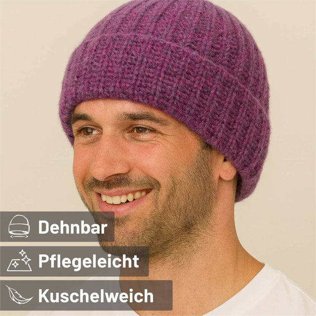 ALPAWOOL® Baby Big & Light Damen und Herren Mütze Beere Melange (HF197)