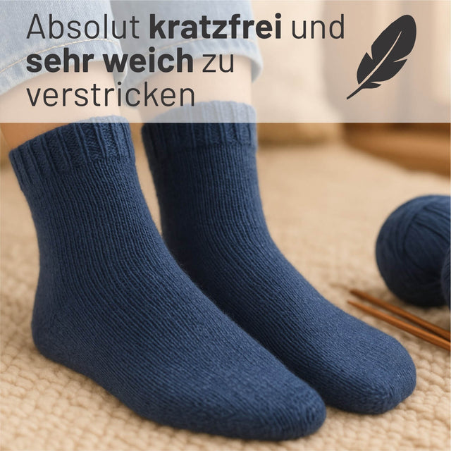 Chaussettes bébé lavables alpacare® HF236 - 2x112g laine d'alpaga bleu foncé chiné