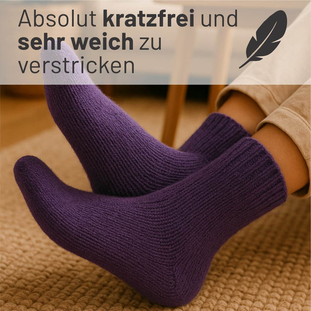 alpacare® Baby Socks waschbar HF204 - 2x112g Alpakawolle Lila Melange