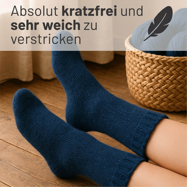 alpacare® Baby Socks waschbar HF259 - 2x112g Alpakawolle Deep Ocean Melange