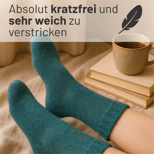 alpacare® Baby Socks waschbar HF266 - 2x112g Alpakawolle Blau-Gruen Melange