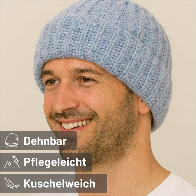 ALPAWOOL® Baby Big & Light Damen und Herren Mütze Gletscher Melange (HF241)