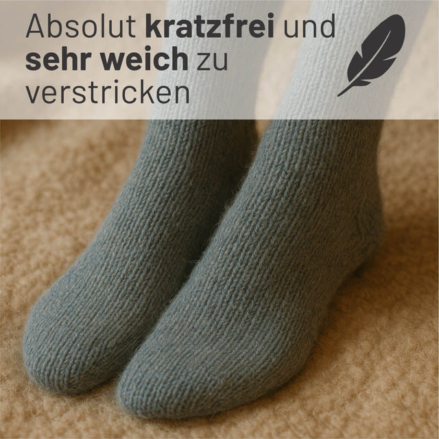 alpacare® Baby Socks waschbar HF243 - 2x112g Alpakawolle Grau-Grün Melange