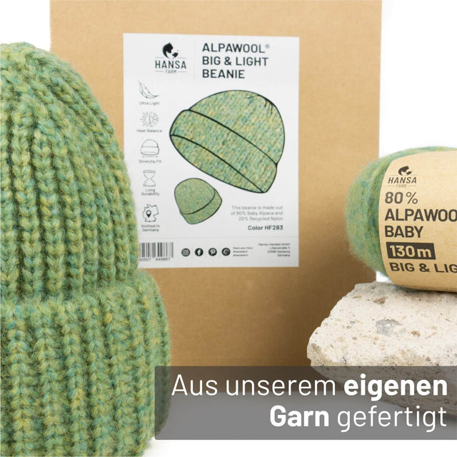 ALPAWOOL® Baby Big & Light Damen und Herren Mütze Lindenblüte Melange (HF283)