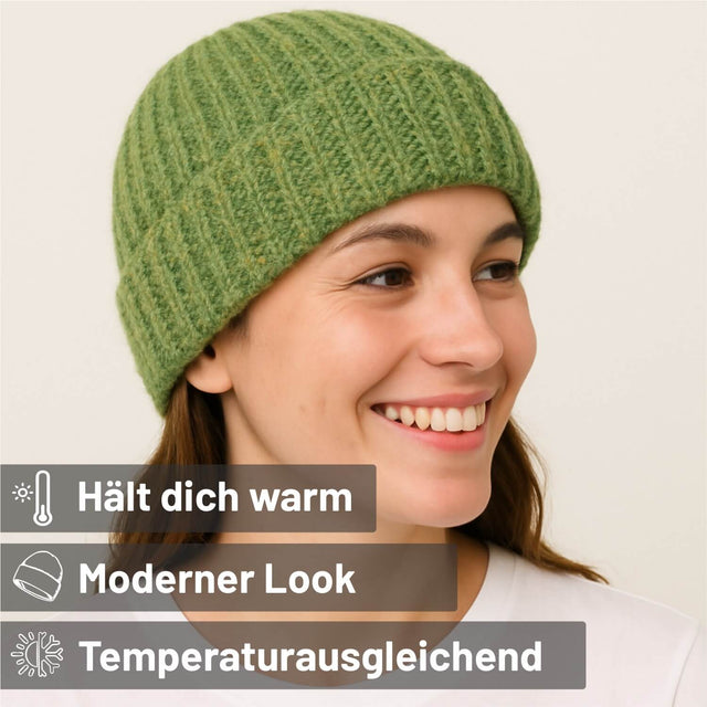 ALPAWOOL® Baby Big & Light Damen und Herren Mütze Lindenblüte Melange (HF283)