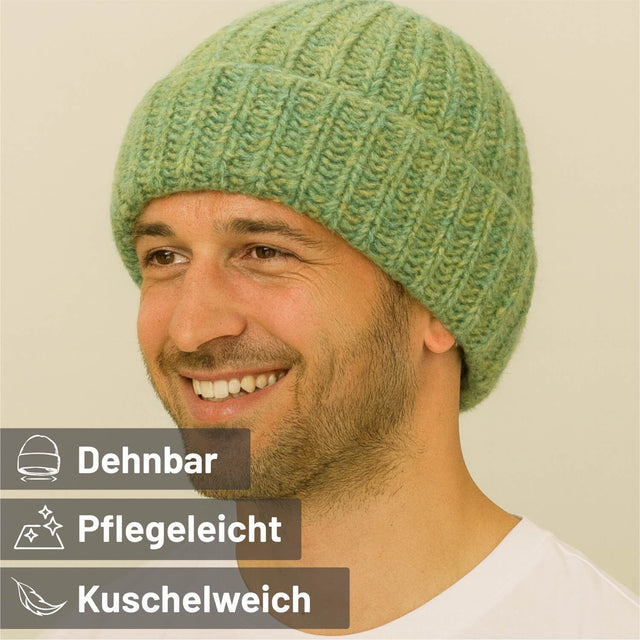 ALPAWOOL® Baby Big & Light Damen und Herren Mütze Lindenblüte Melange (HF283)