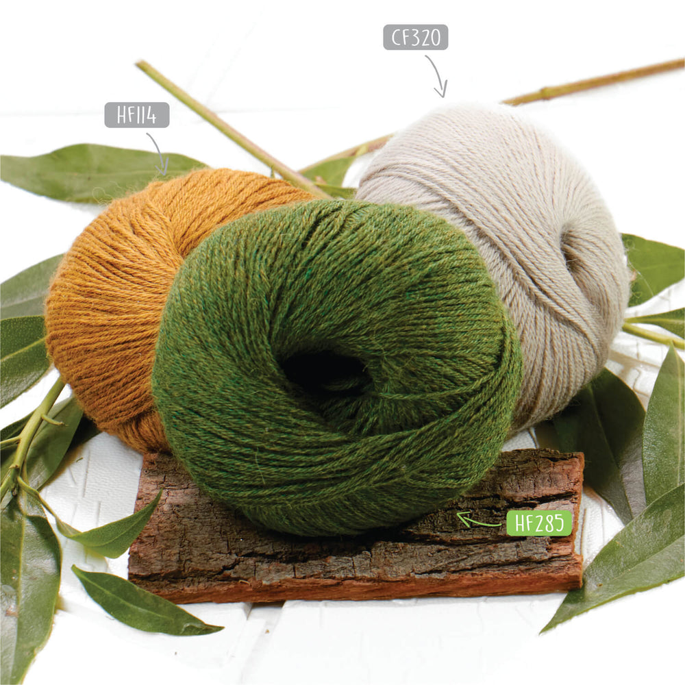 Alpawool® Baby 200 Fingering HF285 - 6x50g Alpaca Wool Medium Green Melange