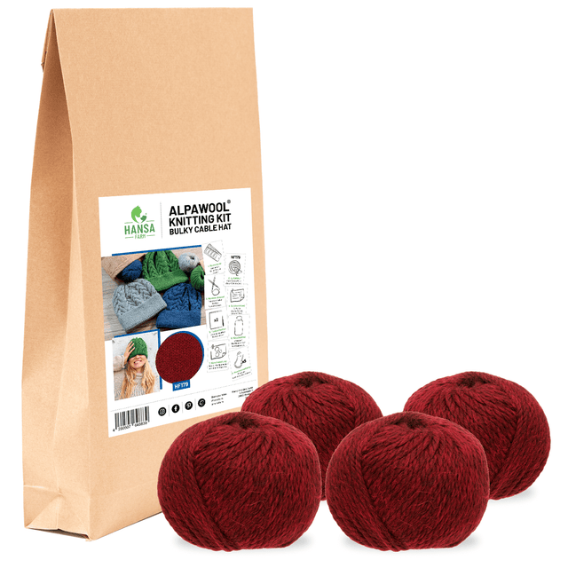 ALPAWOOL® Baby 50 Knitting Set Hat Wine Red Melange HF179