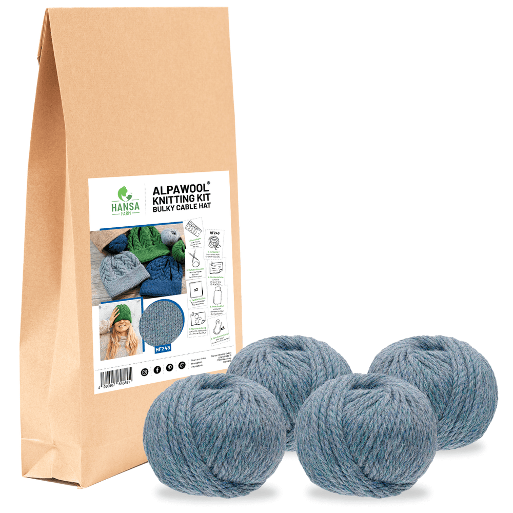 ALPAWOOL® Baby 50 Knitting Set Hat Grey-Green Melange HF243