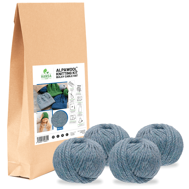 ALPAWOOL® Baby 50 Knitting Set Hat Grey-Green Melange HF243