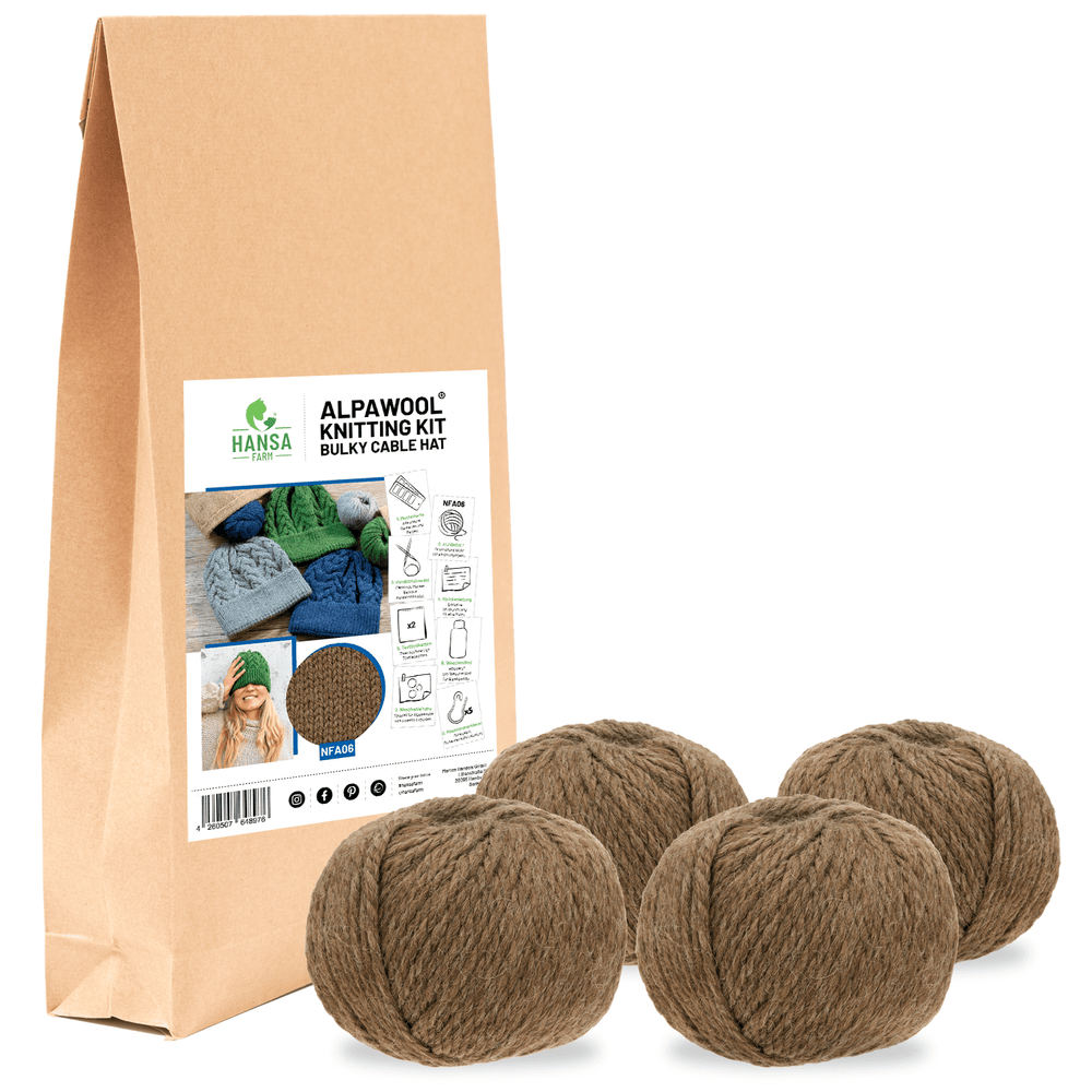 ALPAWOOL® Baby 50 Ensemble de tricot Bonnet Marron NFA06