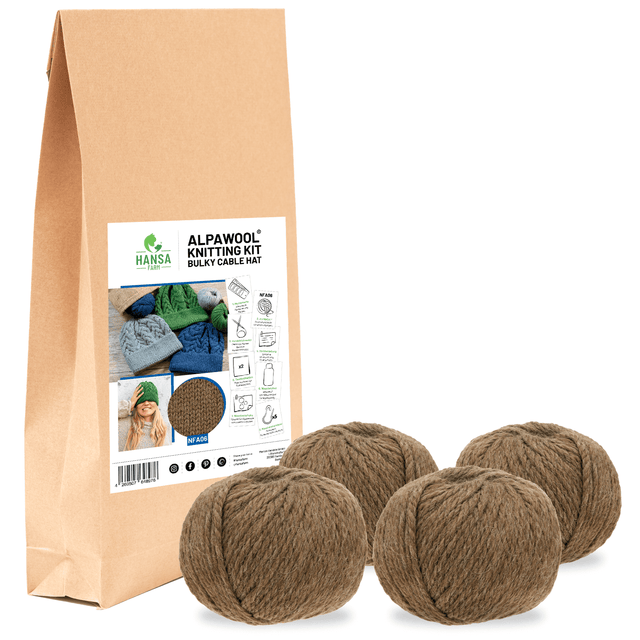 ALPAWOOL® Baby 50 Ensemble de tricot Bonnet Marron NFA06