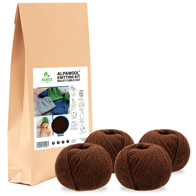 ALPAWOOL® Baby 50 Ensemble de tricot Bonnet Chocolat NFA08