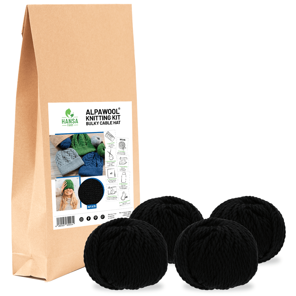 ALPAWOOL® Baby 50 Knitting Set Hat Black NFA15