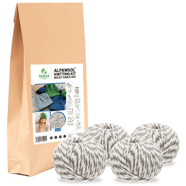 ALPAWOOL® Baby 50 Knitting Set Hat Snow Leopard NFX10