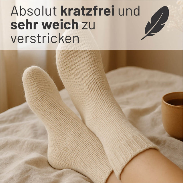 alpacare® Baby Socks waschbar NFA01HK - 2x112g Alpakawolle Natur Zöpfe