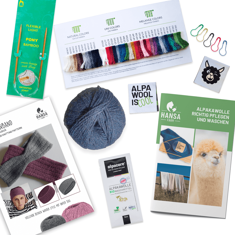ALPAWOOL® Baby 100 Starter Kit Headband Dark Blue Melange HF236