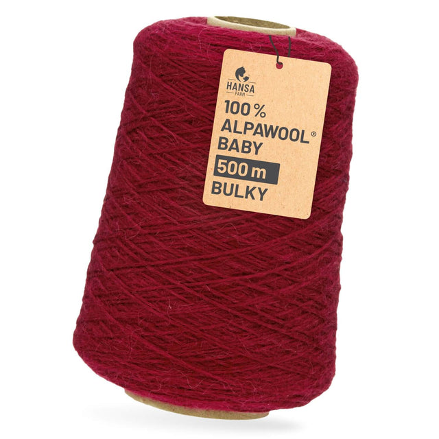 Alpawool® Baby 50 Bulky CF179 - 500g Alpaca Wool Cone Wine Red