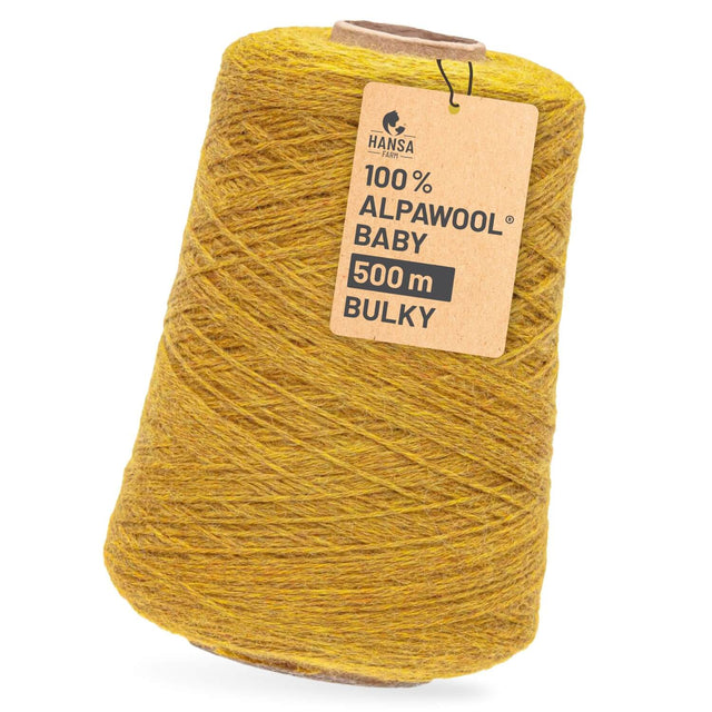 Alpawool® Baby 50 Bulky HF114 - 500g Alpaca Wool Cone Mustard Yellow Melange
