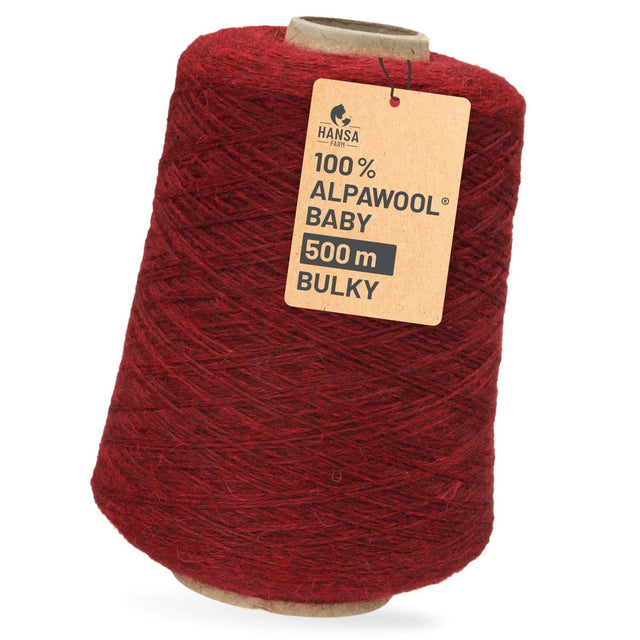 Alpawool® Baby 50 Bulky HF179 - 500g Alpaca Wool Cone Wine Red Melange