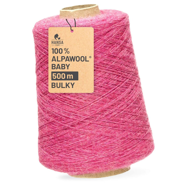 Alpawool® Baby 50 Bulky HF191 - 500g Alpaca Wool Cone Raspberry Cream Melange