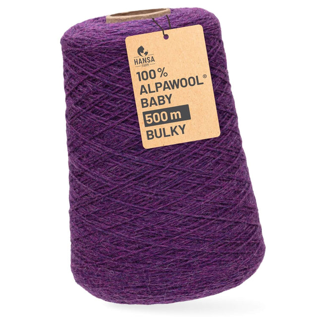 Alpawool® Baby 50 Bulky HF204 - 500g Alpaca Wool Cone Purple Melange