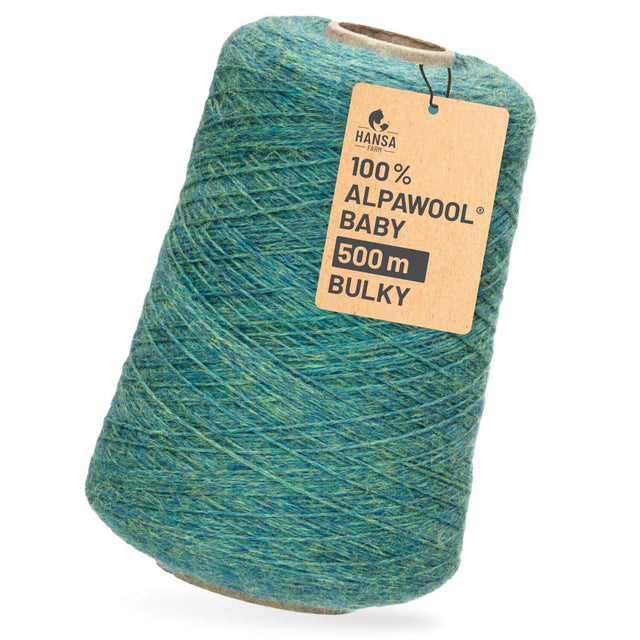 Alpawool® Baby 50 Bulky HF266 - 500g Alpaca Wool Cone Blue-Green Melange