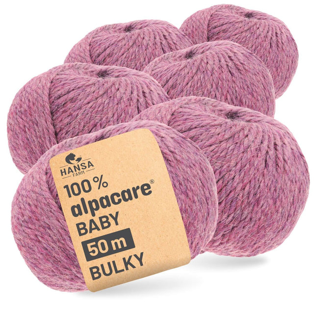 alpacare® Baby 50 Bulky waschbar HF197 - 6x50g Alpakawolle Beere Melange