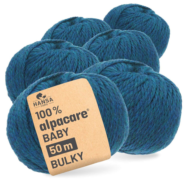 alpacare® Baby 50 Bulky waschbar HF259 - 6x50g Alpakawolle Deep Ocean Melange