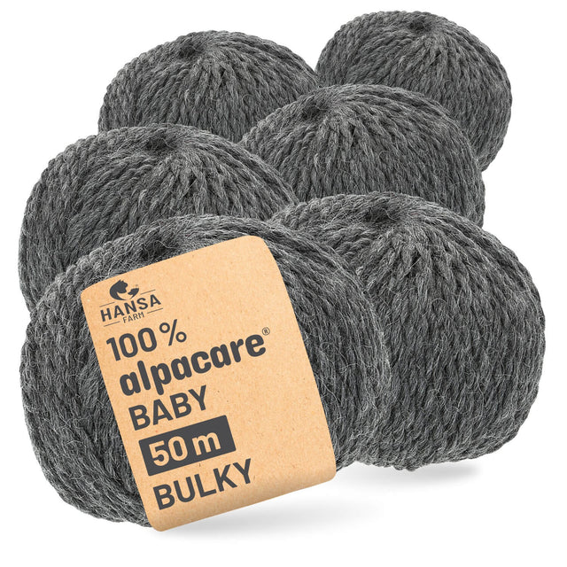 alpacare® Baby 50 Bulky waschbar NFA12 - 6x50g Alpakawolle Dunkelgrau