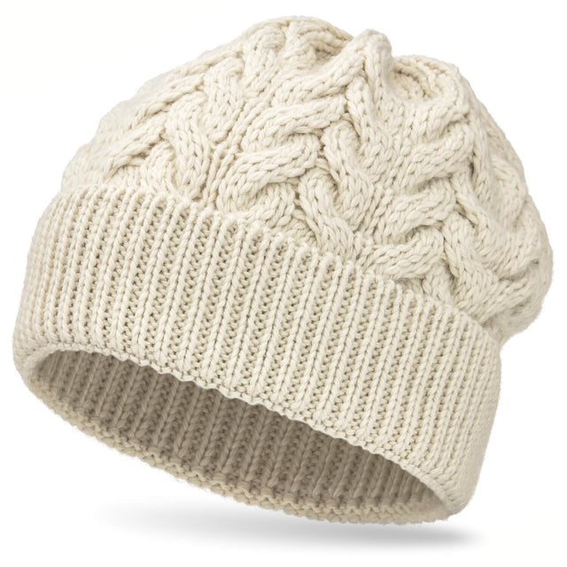 ALPAWOOL® Baby 50 Damen und Herren Mütze Natur Wollweiß (NFA01)