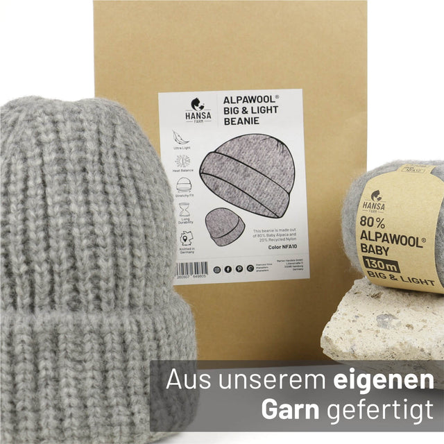 ALPAWOOL® Baby Big & Light Damen und Herren Mütze Hellgrau (NFA10)