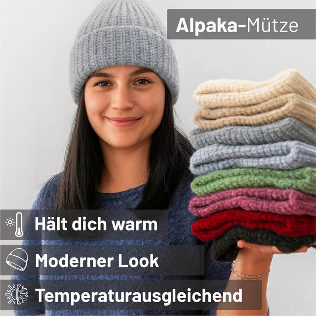 ALPAWOOL® Baby Big & Light Damen und Herren Mütze Hellgrau (NFA10)