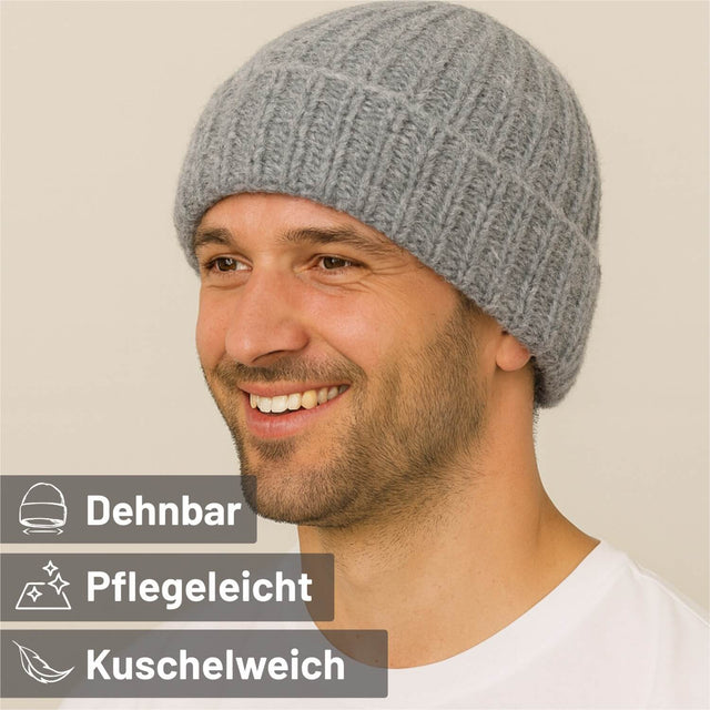 ALPAWOOL® Baby Big & Light Damen und Herren Mütze Hellgrau (NFA10)