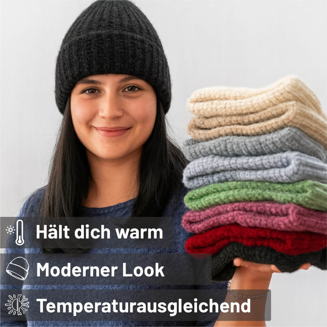 ALPAWOOL® Baby Big & Light Damen und Herren Mütze Anthrazit (NFA14)