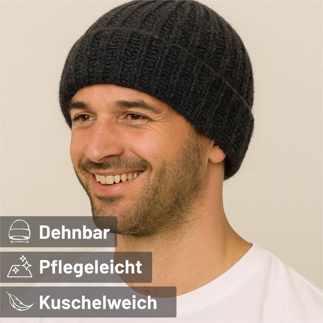 ALPAWOOL® Baby Big & Light Damen und Herren Mütze Anthrazit (NFA14)