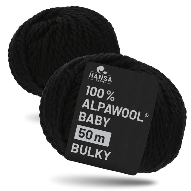 Alpawool® Baby 50 Bulky NB15 - 2x50g Laine d'alpaga noire non teinte, édition limitée