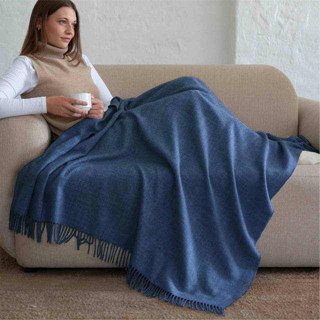 Baby Alpaka Plaid Decke Sky Blue Melange