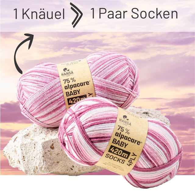 alpacare® Baby Socks waschbar Story Set - 2x112g Alpakawolle Morning Love