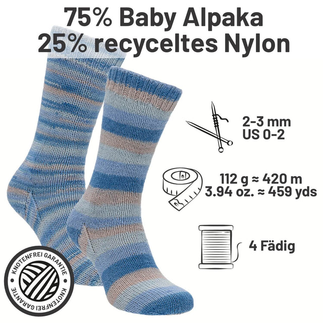 alpacare® Baby Socks waschbar Story Set - 2x112g Alpakawolle Blue Breeze