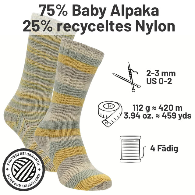 alpacare® Baby Socks waschbar Story Set - 2x112g Alpakawolle Golden Hour