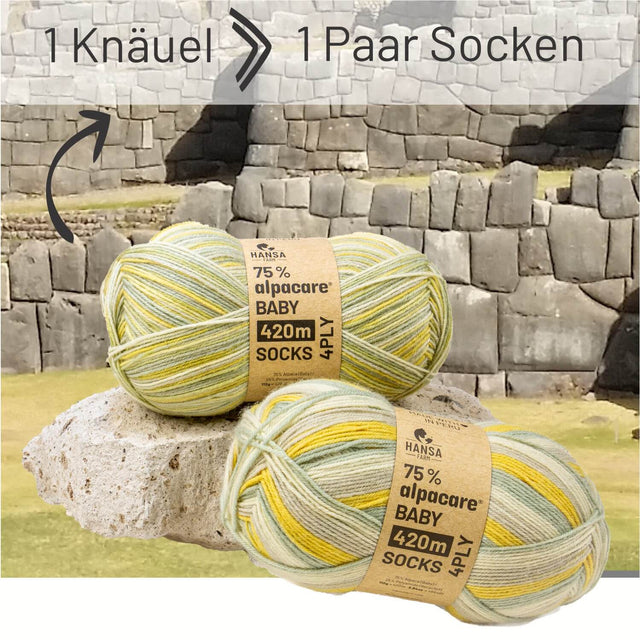 alpacare® Baby Socks waschbar Story Set - 2x112g Alpakawolle Golden Hour