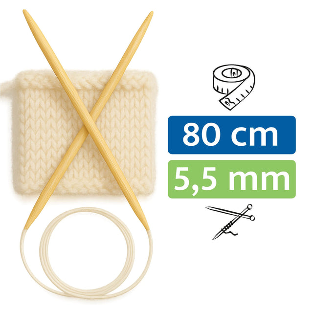 PONY® Bamboo Rundstricknadel 5,50 mm / 80 cm